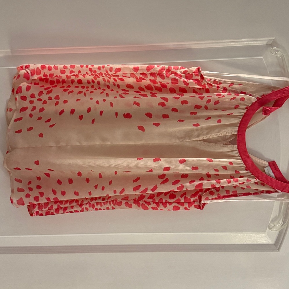 New York & Company Pink and Cream Polka Dot Top
